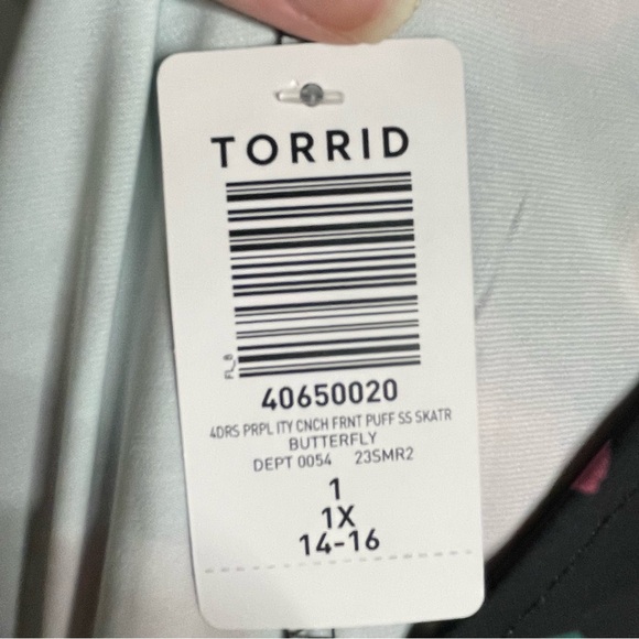 Torrid 1 Mini Studio Knit Cinch Front Skater Dress butterfly print - Picture 8 of 10